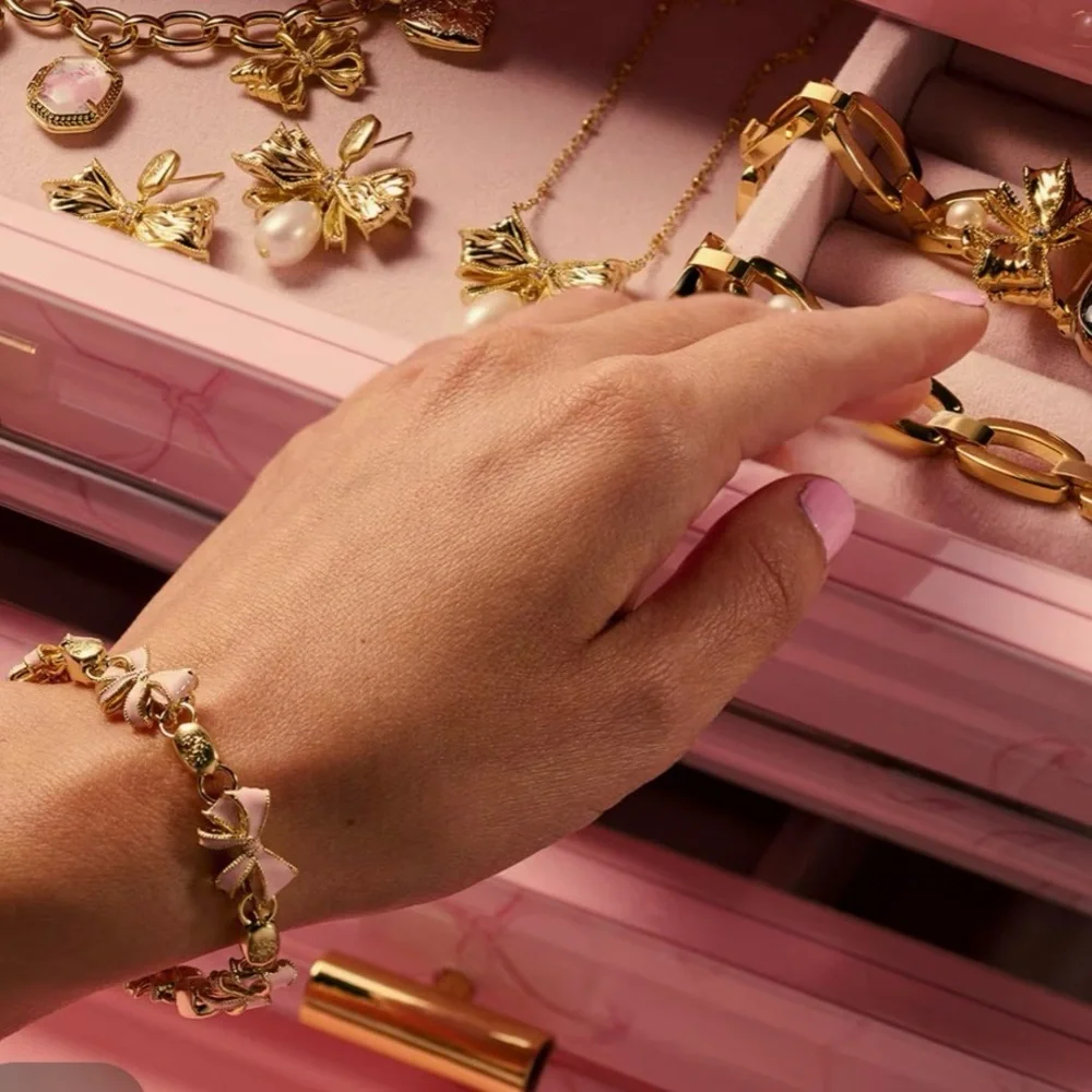 Kendra Scott x LoveShackFancy Bow Gold Delicate Chain Bracelet NEW‎